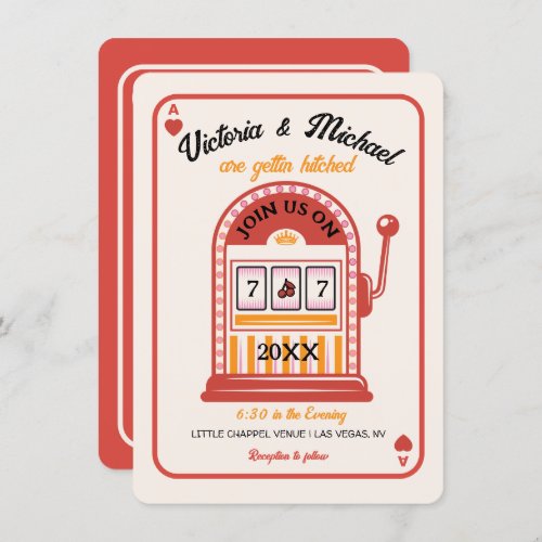 Retro Mod Slot Machine Wedding Invitation