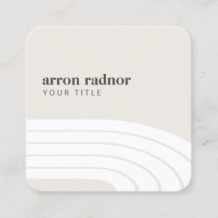 Retro Mod Stripe Waves Minimalistic White Square Business Card