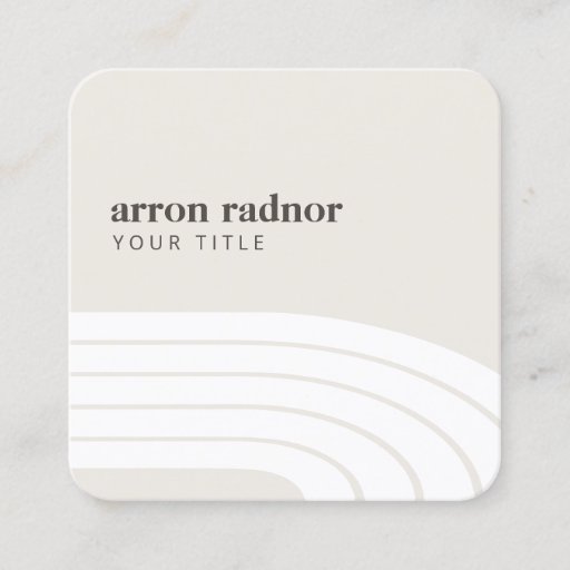 Customizable  Retro Mod Stripe Waves Minimalistic White Square Business Card