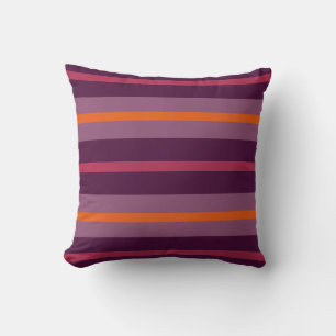 Retro Mod Stripes Orange Purple Mauve Raspberry Throw Pillow