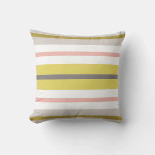Retro Mod Stripes Pillow Mustard Yellow Pink Grey