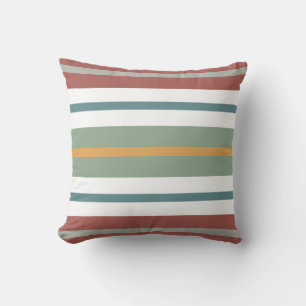 Retro Mod Stripes Pillow terracotta Teal Sage