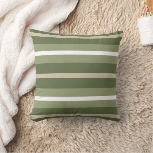 Retro Mod Stripes Throw Pillow Sage Olive Beige 