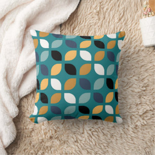 Retro Mod Trellis Pillow Mustard Teal Aqua Blue