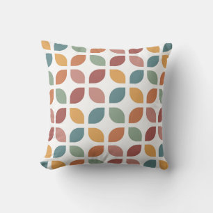 Retro Mod Trellos Pillow Teal Sage Orange Rust Red