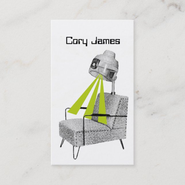Retro Mod Vintage Dryer Hairstylist Business Card (Front)