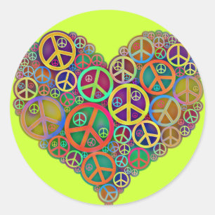 Retro Mod Vintage Peace Classic Round Sticker