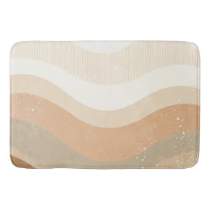 Retro Mod Waves Earthy Neutral Design Bath Mat