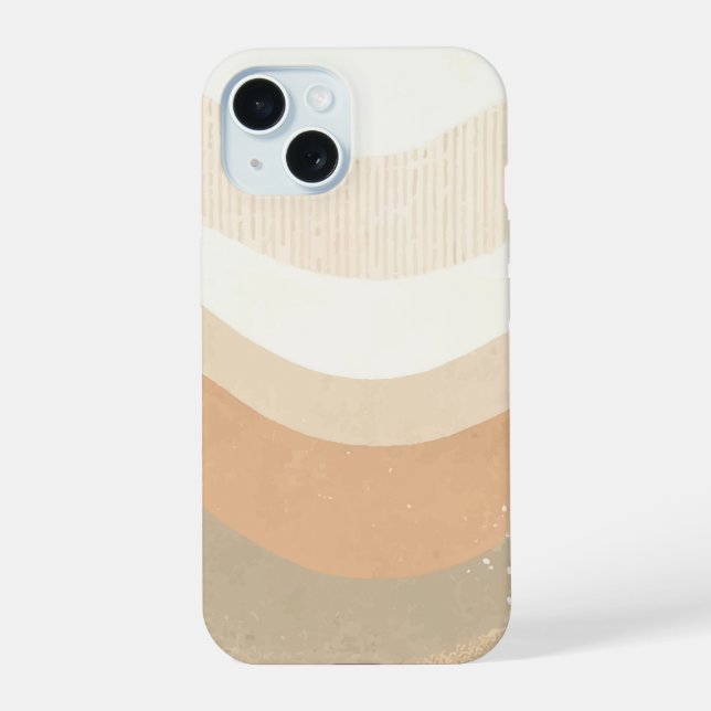 Retro Mod Waves Earthy Neutral Design Iphone Case (Back)