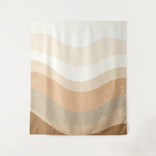 Retro Mod Waves Earthy Neutral Design Tapestry