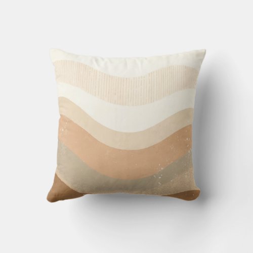 Retro Mod Waves Earthy Neutral Design Throw Pillow