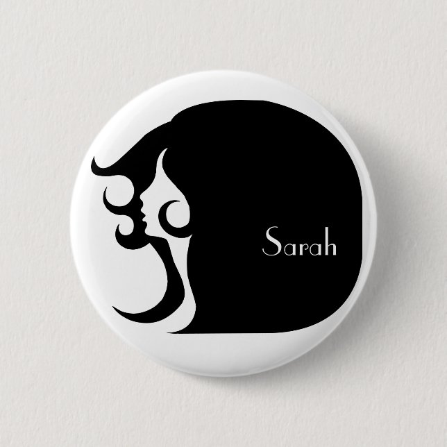 Retro Mod Woman Pinback Button (Front)