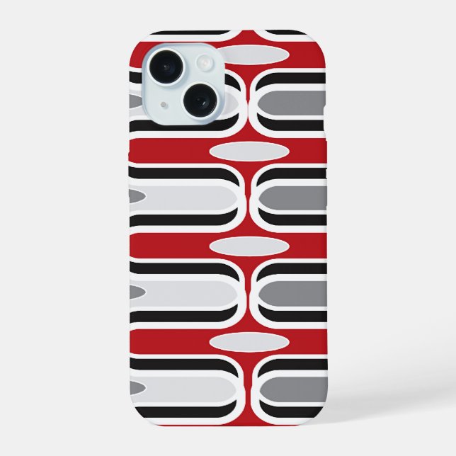 Retro Mod Zig Zag Pattern Red Black Art Iphone Case (Back)