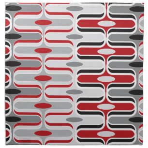 Retro Mod Zig Zag Pattern Red Black Art Napkin