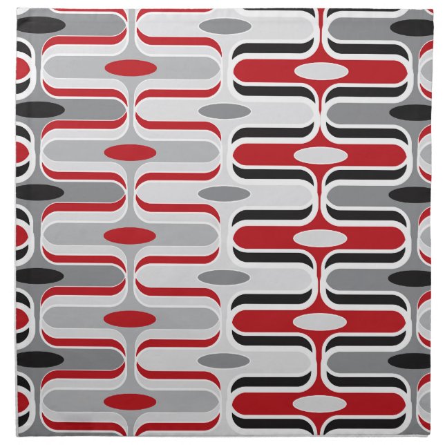 Retro Mod Zig Zag Pattern Red Black Art Napkin (Front)