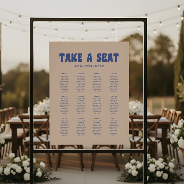 Retro Modern 12 Table Wedding Seating Chart Foam Board (Creator Uploaded)