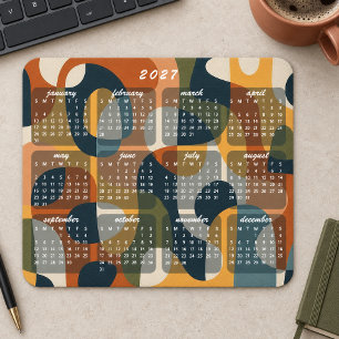 Retro Modern Abstract 2027 Calendar Mouse Pad