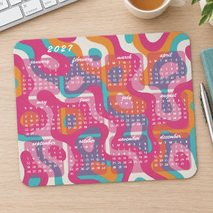 Retro Modern Abstract 2027 Calendar Mouse Pad