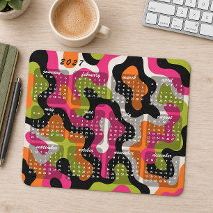 Retro Modern Abstract 2027 Calendar Mouse Pad