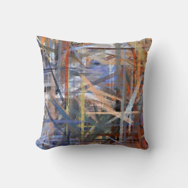 Retro Modern Abstract Art Painting Throw Pillow (Front)