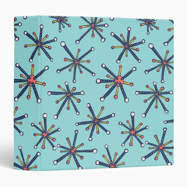 Retro Modern Abstract Biology Pattern 3 Ring Binder (Front/Spine)
