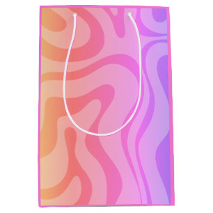 Retro Modern Abstract Liquid Swirl Pattern Pink Medium Gift Bag