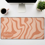 Retro Modern Abstract Marble Swirl Peach Desk Mat<br><div class="desc">Immerse yourself in a dance of colors with our Abstract Retro Modern Liquid Marble Wave Pattern. Evoking the dynamic fluidity of marbled surfaces and the charming aesthetics of retro-modern design, this pattern is a feast for the eyes. A symphony of vibrant colors swirls and flows in wave-like motions, creating a...</div>