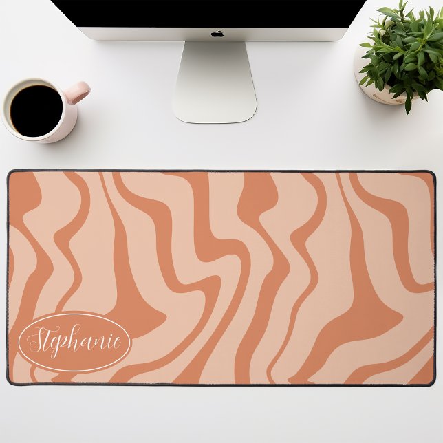 Retro Modern Abstract Marble Swirl Peach Desk Mat (Creator Uploaded)
