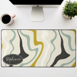 Retro Modern Abstract Mint Black Gold Marble Swirl Desk Mat<br><div class="desc">Immerse yourself in a dance of colors with our Abstract Retro Modern Liquid Marble Wave Pattern. Evoking the dynamic fluidity of marbled surfaces and the charming aesthetics of retro-modern design, this pattern is a feast for the eyes. A symphony of vibrant colors swirls and flows in wave-like motions, creating a...</div>