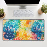 Retro Modern Abstract Rainbow Watercolor Tie Dye Desk Mat<br><div class="desc">Add a burst of color and creativity to your workspace with our Retro Modern Abstract Rainbow Watercolor Tie Dye Desk Mat. This mat perfectly encapsulates the joy and spontaneity of the retro tie-dye trend, while also adding a modern, abstract twist. Its beautiful rainbow hues are presented in a soothing watercolor...</div>