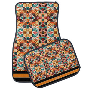 Retro Modern Abstract Squares Collection Car Floor Mat