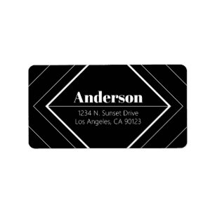 Retro-Modern Art Deco Black & White Address Label