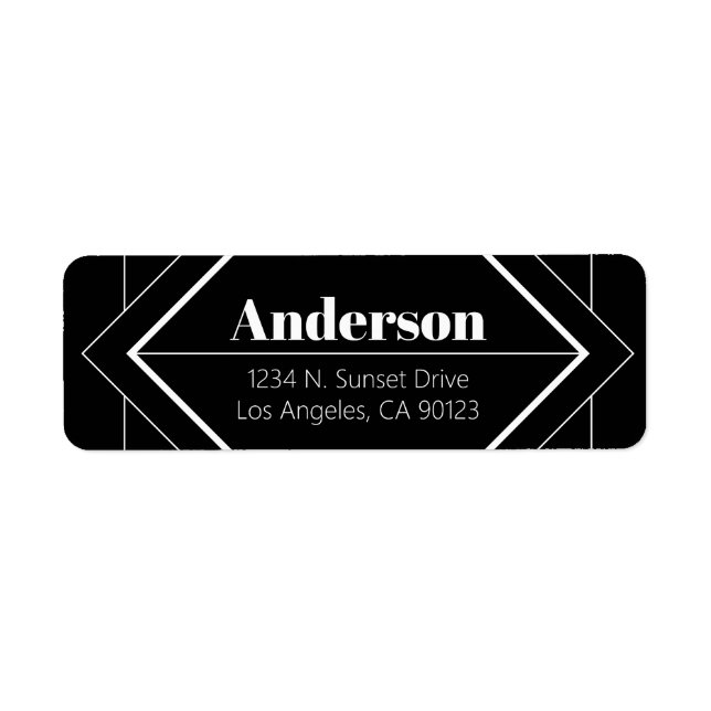 Retro-Modern Art Deco | Black & White Address  Label (Front)