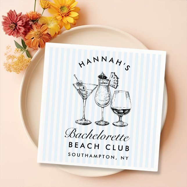 Retro Modern Bachelorette Black Paper Napkins (Creator Uploaded)