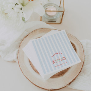 Retro Modern Bachelorette Dusty Blue Paper Napkins