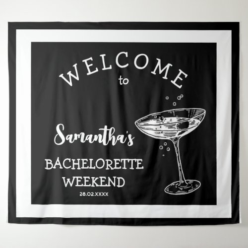 Retro Modern Bachelorette Party Backdrop Cocktail