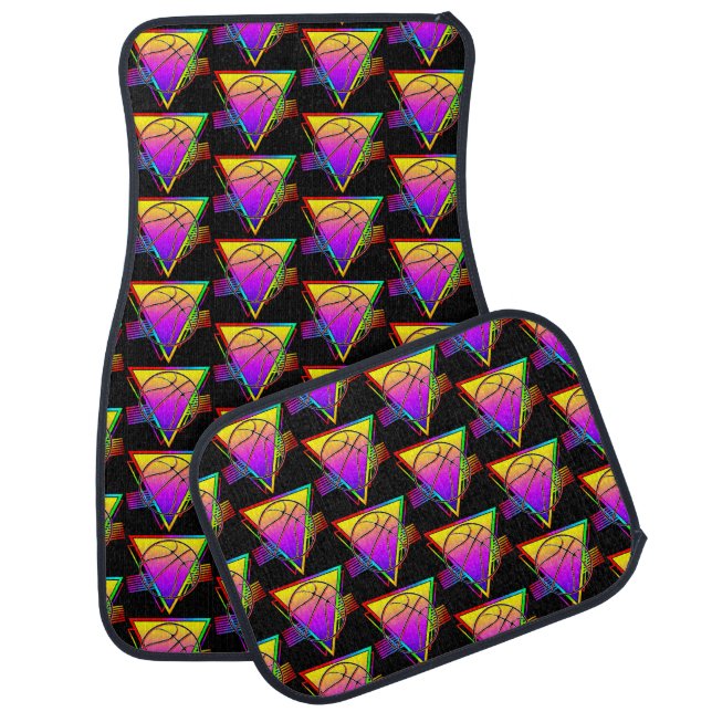 Retro Modern Basketball Ball Car Floor Mat (Set)