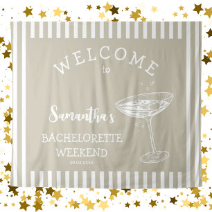 Retro Modern Beige Bachelorette Party Backdrop