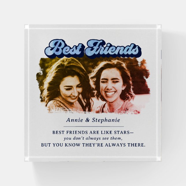 Retro Modern Best Friends Photo Paperweight (Front)