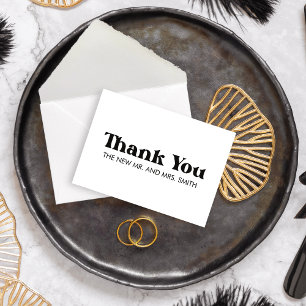 Retro Modern Black Bold & Chic Wedding Thank You Card