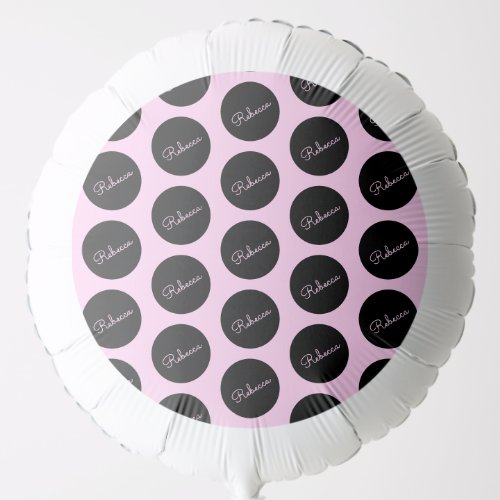 Retro_modern Black  Pink Polka Dot Design Balloon