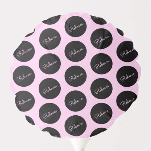 Retro_modern Black  Pink Polka Dot Design Balloon