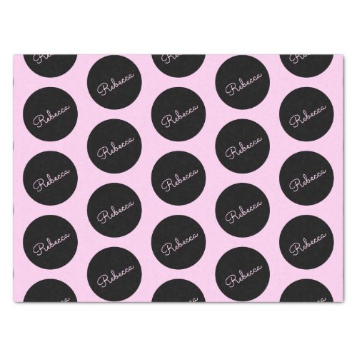 Retro_modern Black  Pink Polka Dot Design Tissue Paper