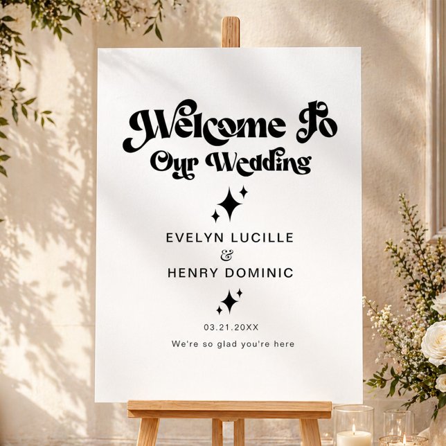 Retro Modern Black Script Wedding Welcome Sign (Creator Uploaded)