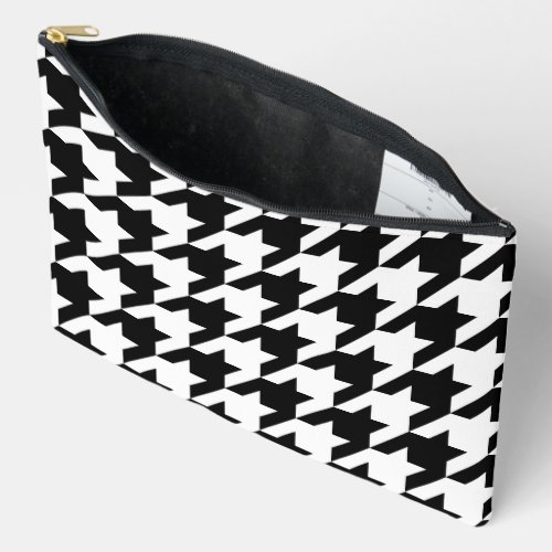 Retro Modern Black White Hounds_tooth Weaving Accessory Pouch