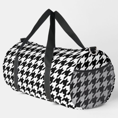 Retro Modern Black White Hounds_tooth Weaving Duffle Bag