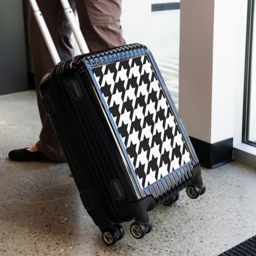 Retro Modern Black White Hounds_tooth Weaving Luggage