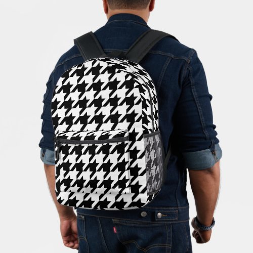 Retro Modern Black White Hounds_tooth Weaving Printed Backpack