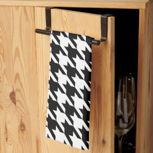 Retro Modern Black White Hounds-tooth Weaving Towel