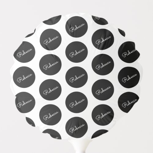 Retro_modern Black  White Polka Dot Design  Balloon